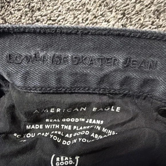 American Eagle Low Rise Skater Jeans Women's Size 8 Black Baggy Wide Leg Grunge - Picture 4 of 11